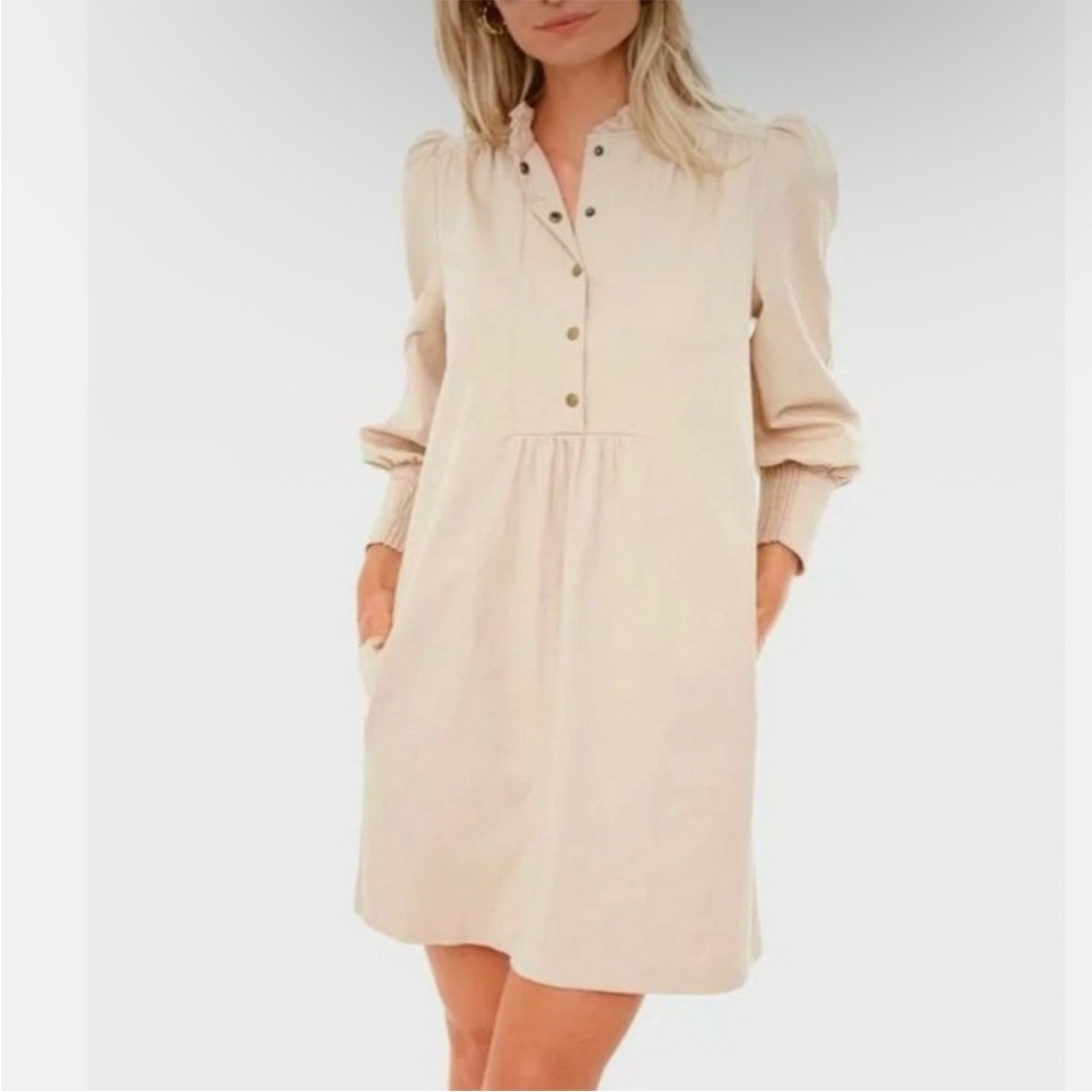 Tuckernuck Pomander Place Claiborne Cotton Mini Dress Tan Khaki